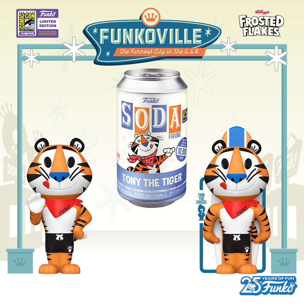 Get a great start to your day with Funko SODA Tony the Tiger™! This Kellogg’s mascot is available as a 2023 summer convention exclusive collectible!